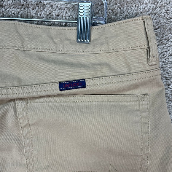 UNTUCKit Pants Mens 35x34 Khaki Tan Straight Fit 5 Pocket Flat Front Twill EUC - Picture 5 of 10